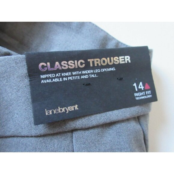 NWT Lane Bryant Classic Trouser in Gray Right Fit Red Triangle Pants 14 x 31 ½ - Picture 5 of 7